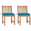 vidaXL Garden Chairs 2 pcs with Cushions Solid Teak Wood