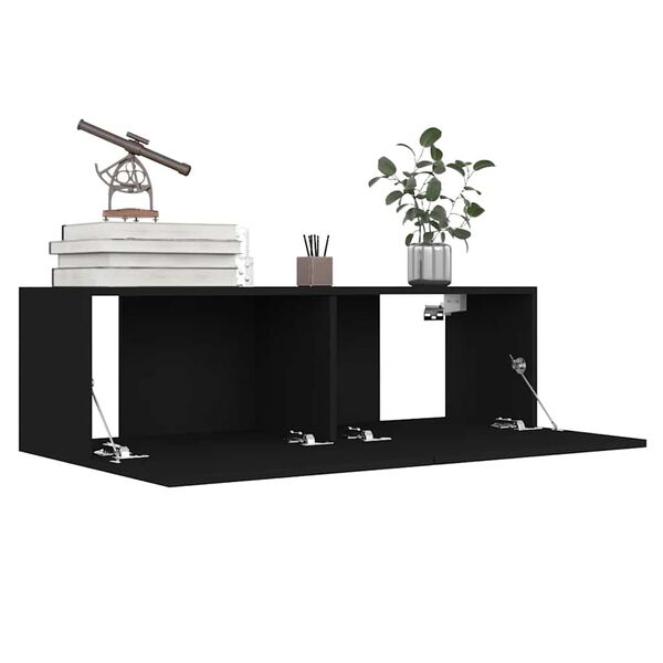 vidaXL 8 Piece TV Cabinet Set Black Engineered Wood