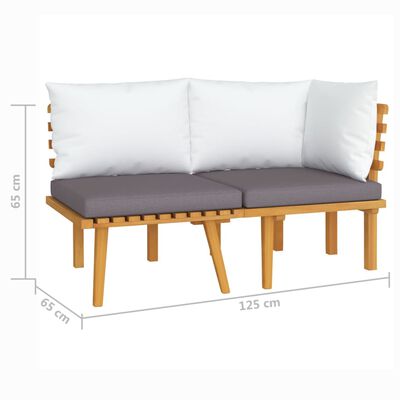 vidaXL 2 Piece Garden Lounge Set with Cushions Solid Acacia Wood