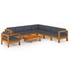 vidaXL 9 Piece Garden Lounge Set with Dark Grey Cushions Acacia Wood