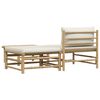 vidaXL 3 Piece Garden Lounge Set with Cream White Cushions Bamboo