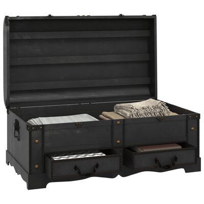 vidaXL Treasure Chest Wood Black 90x51x42 cm,  vidaXL Treasure Chest Wood Black 90x51x42 cm