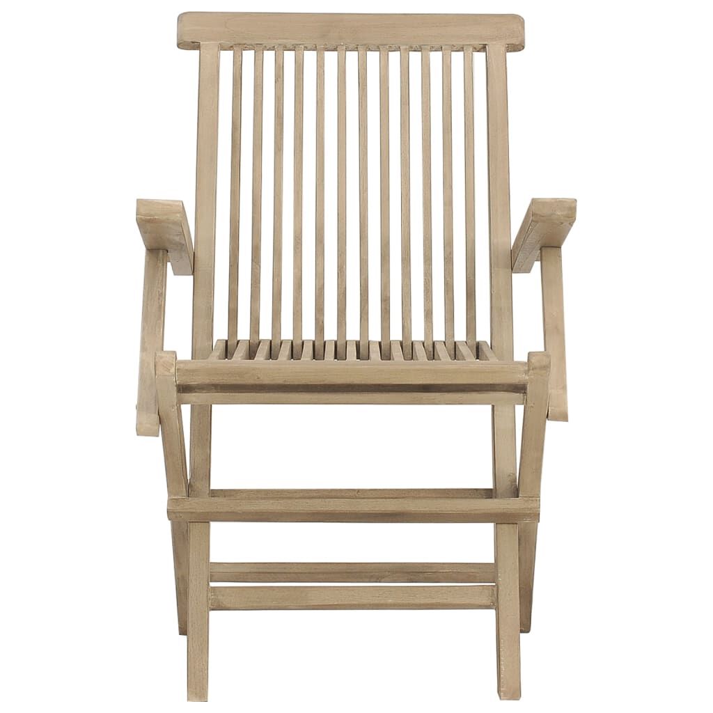 vidaXL Folding Garden Chairs 2 pcs Grey 56x61x89 cm Solid Wood Teak