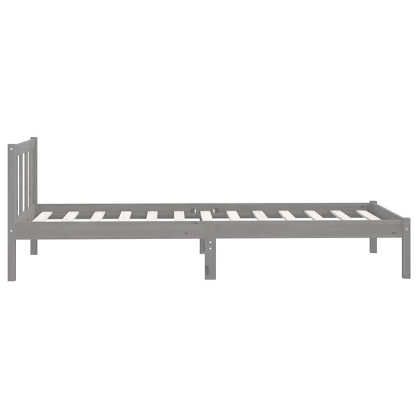vidaXL Bed Frame without Mattress Grey Solid Wood 90x200 cm