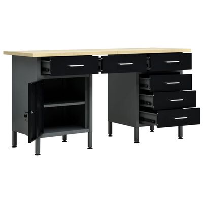 vidaXL Workbench Black 160x60x85 cm Steel,  vidaXL Workbench Black 160x60x85 cm Steel