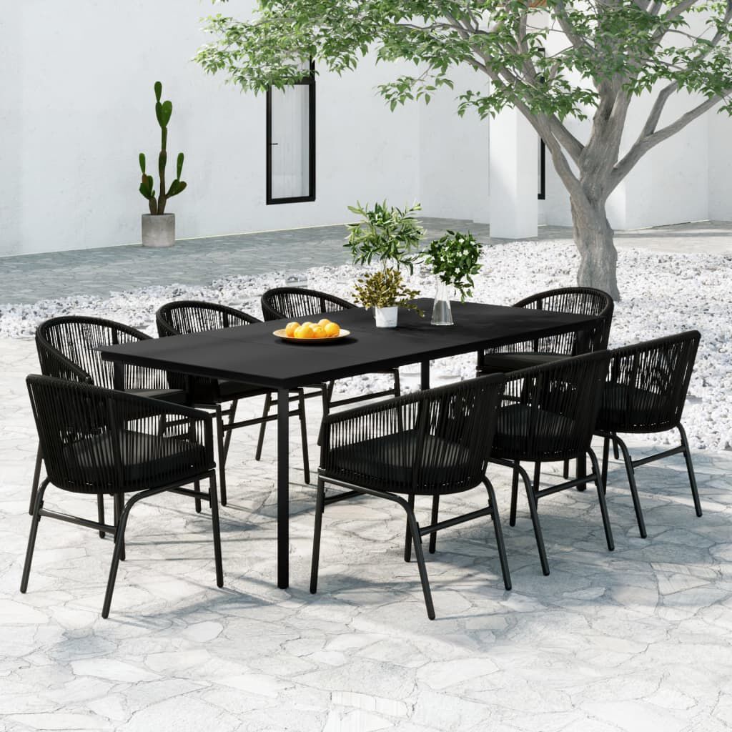 vidaXL 9 Piece Garden Dining Set Black
