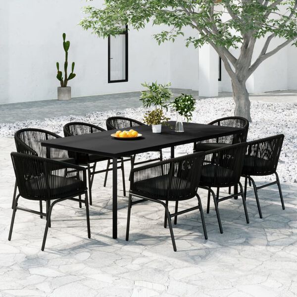 vidaXL 9 Piece Garden Dining Set Black