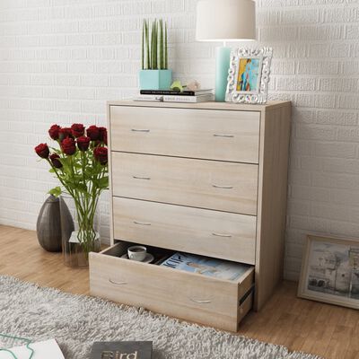 vidaXL Sideboard with 4 Drawers 60x30.5x71 cm Oak Colour, oak vidaXL Sideboard with 4 Drawers 60x30.5x71 cm Oak Colour