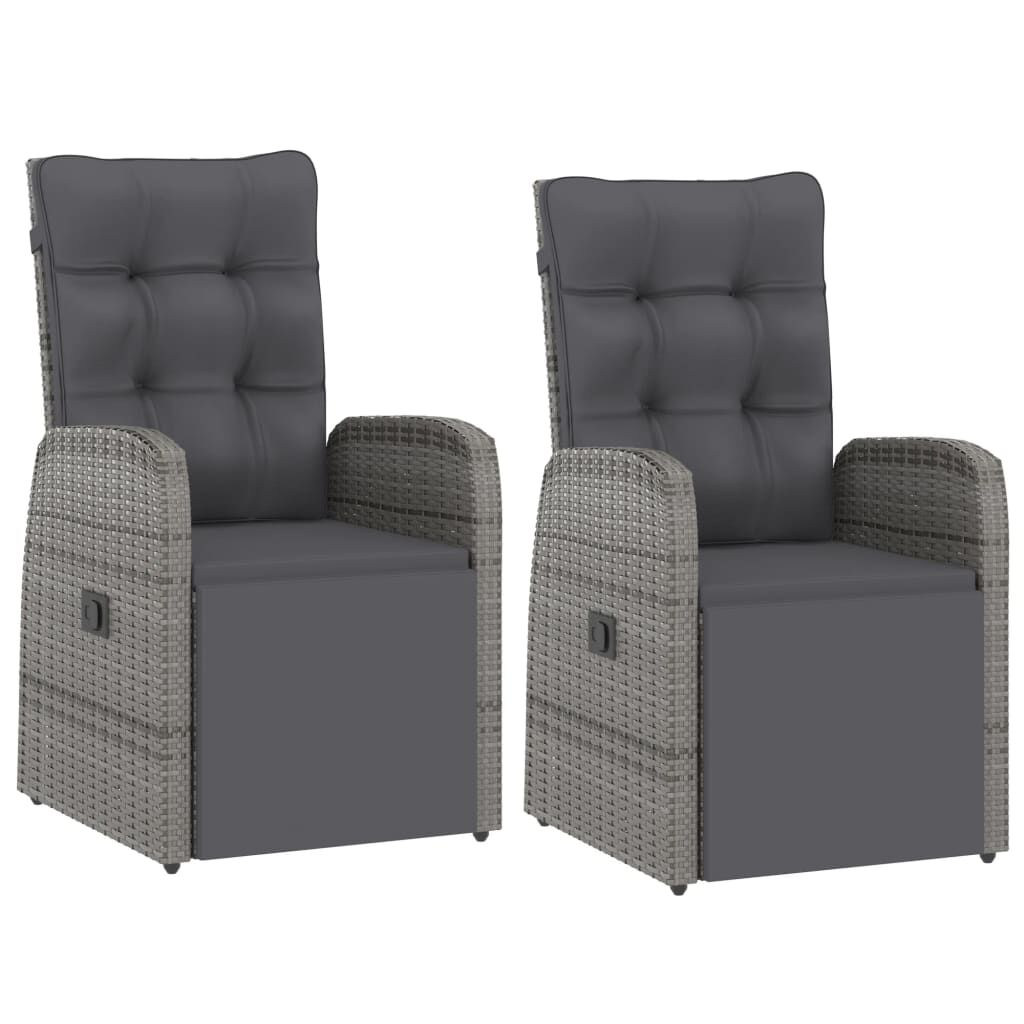 vidaXL 11 Piece Outdoor Dining Set with Cushions Poly Rattan Grey
