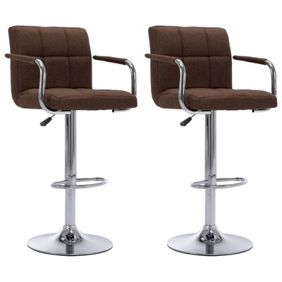 vidaXL Bar Stools 2 pcs Brown Fabric, brown vidaXL Bar Stools 2 pcs Brown Fabric