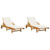 vidaXL Sun Loungers 2 pcs with Table Solid Wood Acacia