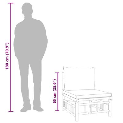 vidaXL 3 Piece Garden Lounge Set with Cream White Cushions Bamboo, cream vidaXL 3 Piece Garden Lounge Set with Cream White Cushions Bamboo