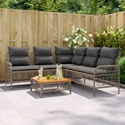 vidaXL 2 Piece Garden Sofa Set with Cushions Grey Poly Rattan