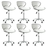 vidaXL Swivel Dining Chairs 6 pcs White Faux Leather