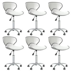 vidaXL Swivel Dining Chairs 6 pcs White Faux Leather