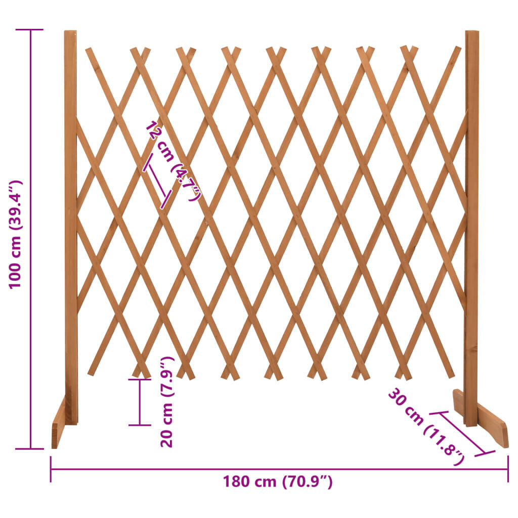 vidaXL Garden Trellis Fence Orange 180x100 cm Solid Firwood