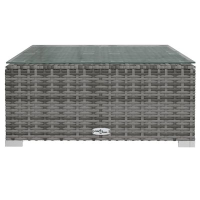 vidaXL 7 Piece Garden Lounge Set with Cushions Poly Rattan Grey, grey and dark blue vidaXL 7 Piece Garden Lounge Set with Cushions Poly Rattan Grey