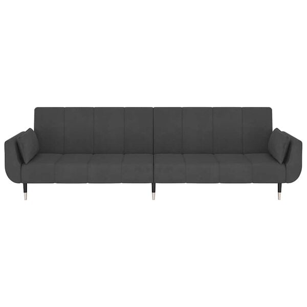 vidaXL 2-Seater Sofa Bed with Two Pillows Dark Grey Velvet