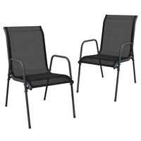 vidaXL Garden Chairs 2 pcs Steel and Textilene Black,  vidaXL Garden Chairs 2 pcs Steel and Textilene Black