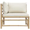 vidaXL Garden Corner Sofa with Cream White Cushions Bamboo
