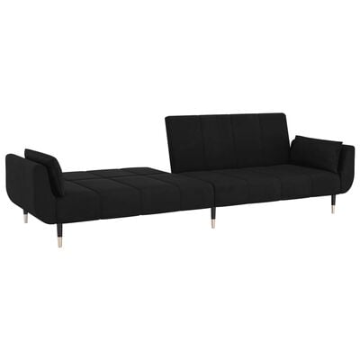 vidaXL 2-Seater Sofa Bed with Two Pillows Black Velvet, black vidaXL 2-Seater Sofa Bed with Two Pillows Black Velvet