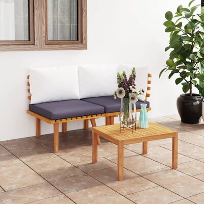 vidaXL 2 Piece Garden Lounge Set with Cushions Solid Acacia Wood