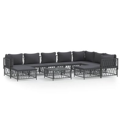 vidaXL 10 Piece Garden Lounge Set with Cushions Anthracite Steel