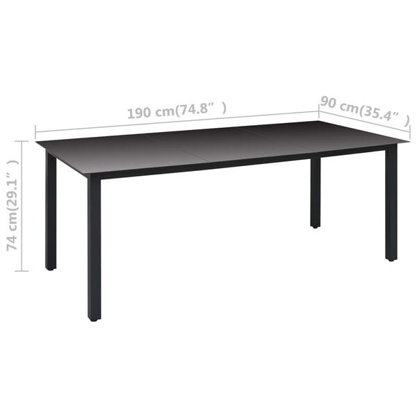 vidaXL 7 Piece Garden Dining Set Black