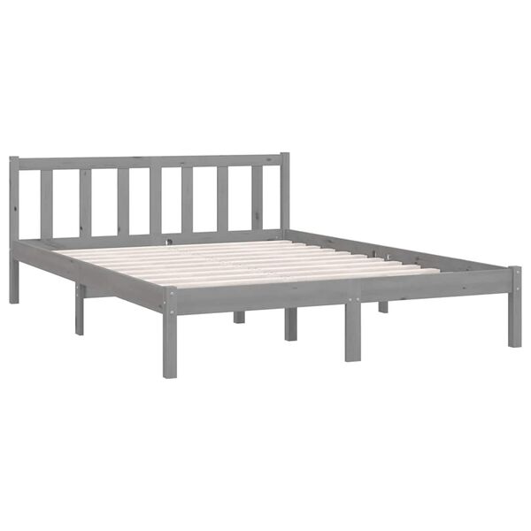 vidaXL Bed Frame without Mattress Grey Solid Wood 160x200 cm