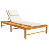 vidaXL Sun Lounger with Cream White Cushion and Pillow Solid Wood Acacia