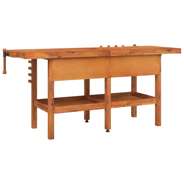 vidaXL Workbench with Drawers and Vices 192x62x83 cm Solid Wood Acacia