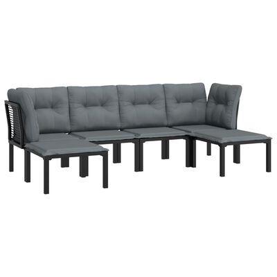 vidaXL 6 Piece Garden Lounge Set Black and Grey Poly Rattan,  vidaXL 6 Piece Garden Lounge Set Black and Grey Poly Rattan