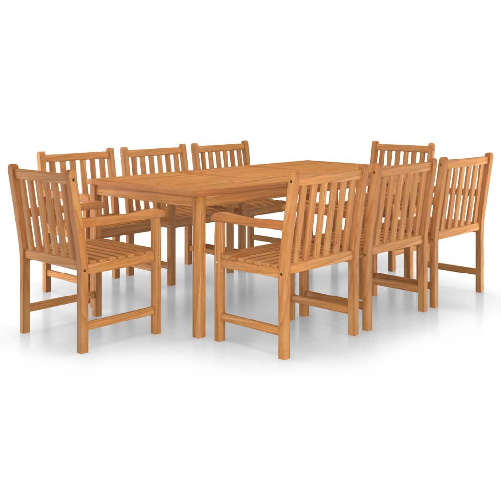 vidaXL 9 Piece Garden Dining Set Solid Teak Wood