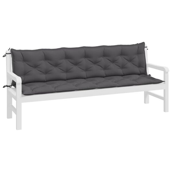 vidaXL Garden Bench Cushions 2pcs Anthracite 200x50x7cm Oxford Fabric