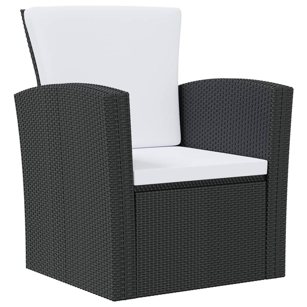 vidaXL 8 Piece Garden Lounge Set with Cushions Poly Rattan Black