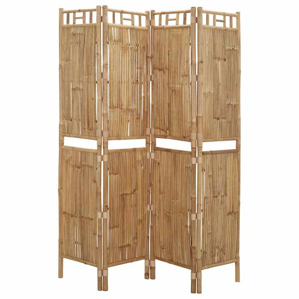 vidaXL 4-Panel Room Divider Bamboo 160x180 cm