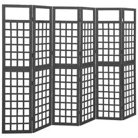 vidaXL 6-Panel Room Divider/Trellis Solid Fir Wood Black 242.5x180 cm, black vidaXL 6-Panel Room Divider/Trellis Solid Fir Wood Black 242.5x180 cm