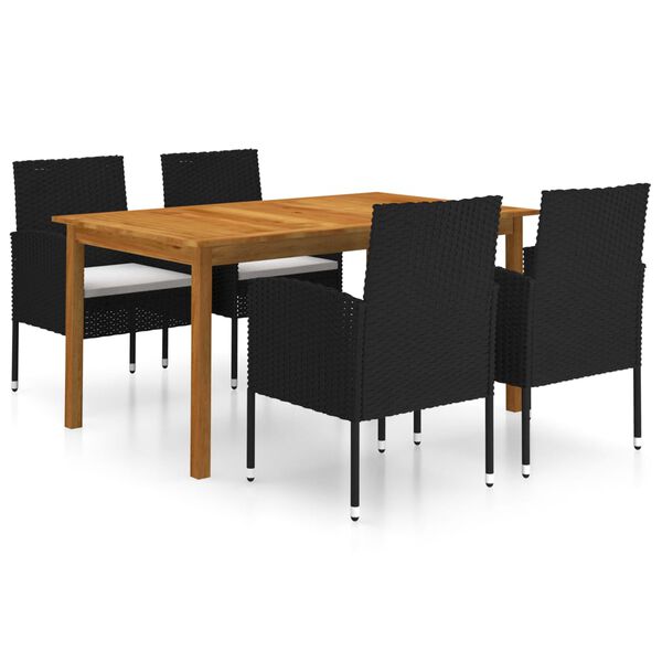 vidaXL 5 Piece Garden Dining Set Black