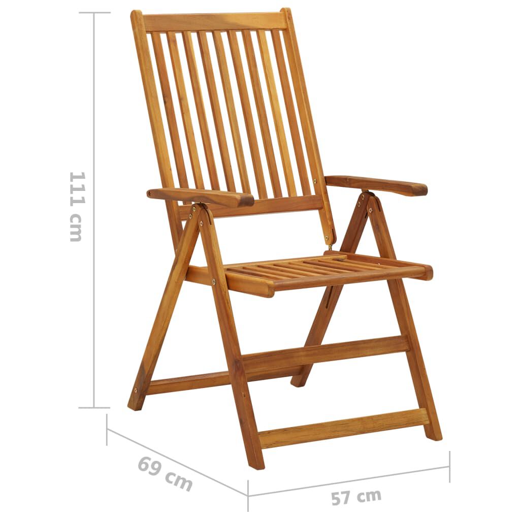 vidaXL Folding Garden Chairs with Cushions 8 pcs Solid Acacia Wood