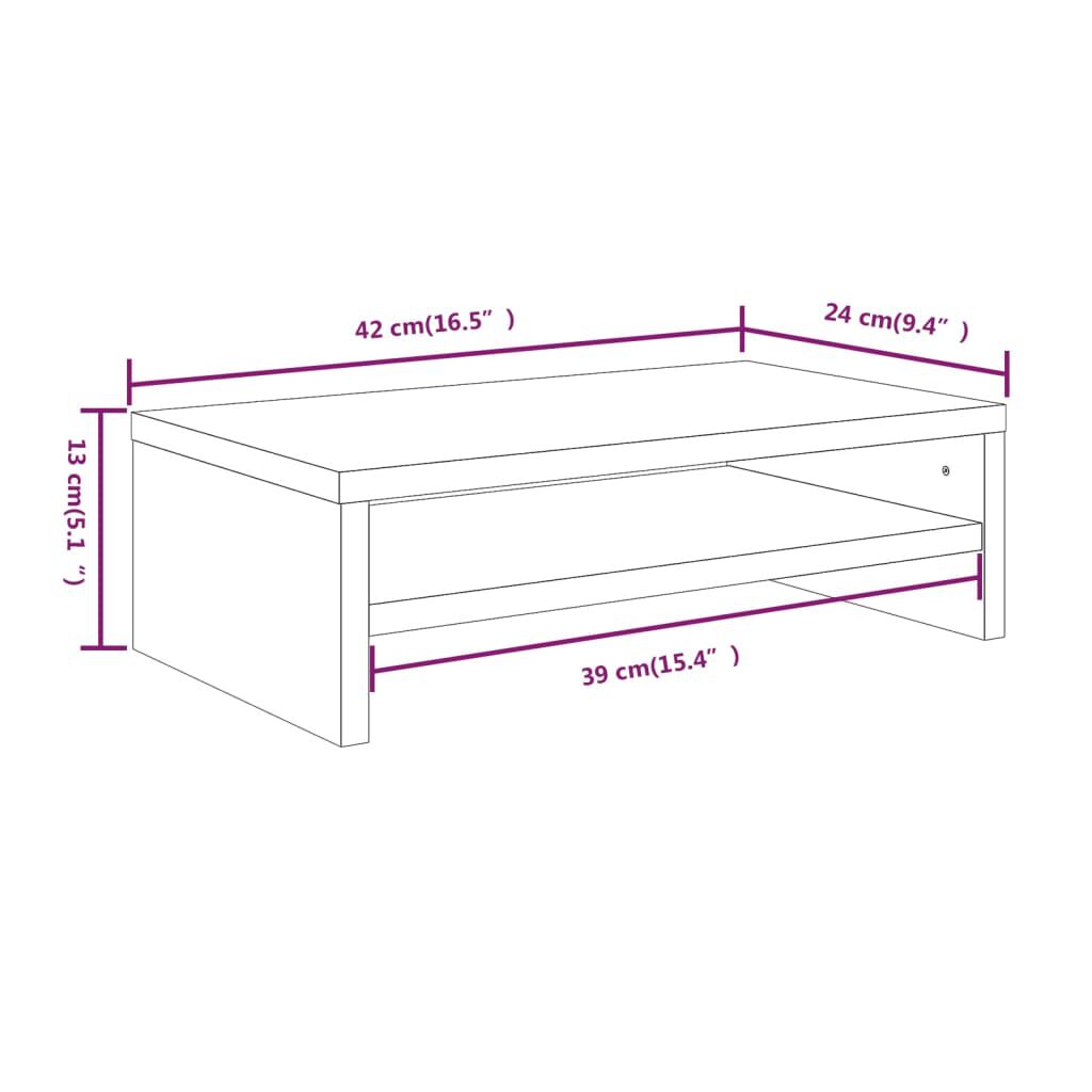 vidaXL Monitor Stand Grey Sonoma 42x24x13 cm Engineered Wood
