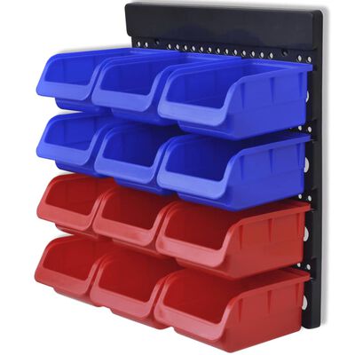 2 pcs Blue & Red Wall Mounted Garage Tool Organiser,  2 pcs Blue & Red Wall Mounted Garage Tool Organiser