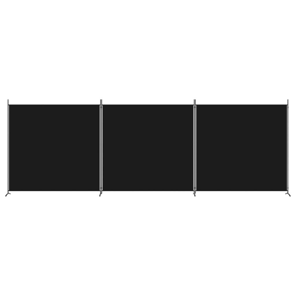 vidaXL 3-Panel Room Divider Black 525x180 cm Fabric