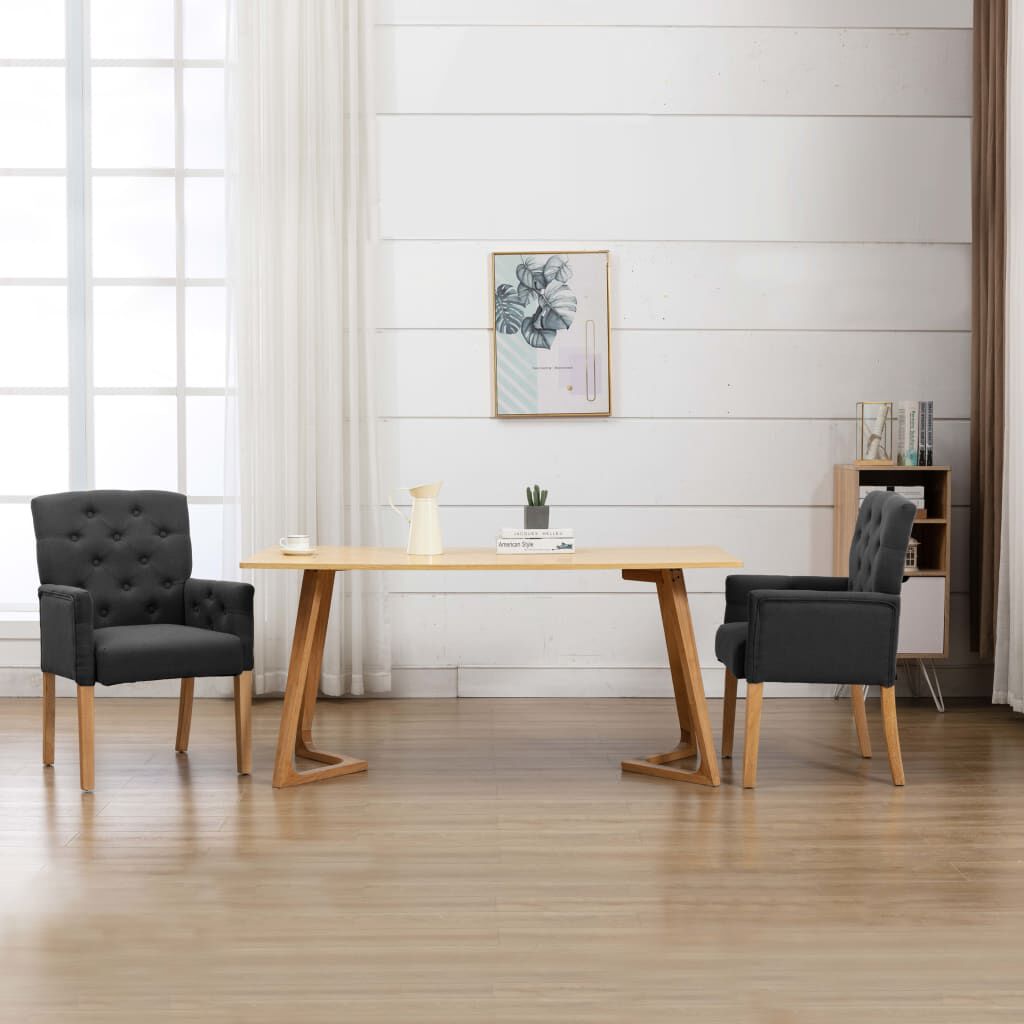 vidaXL Dining Chair with Armrests Grey Fabric