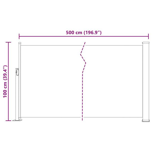 vidaXL Patio Retractable Side Awning 100x500 cm Grey