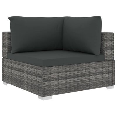 vidaXL 6 Piece Garden Lounge Set with Cushions Poly Rattan Grey, grey vidaXL 6 Piece Garden Lounge Set with Cushions Poly Rattan Grey