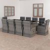 vidaXL 11 Piece Outdoor Dining Set with Cushions Poly Rattan Grey