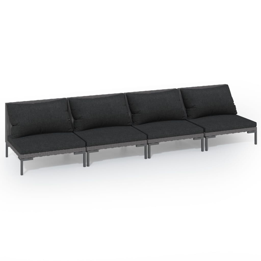 vidaXL 4 Piece Garden Lounge Set with Cushions Poly Rattan Dark Grey
