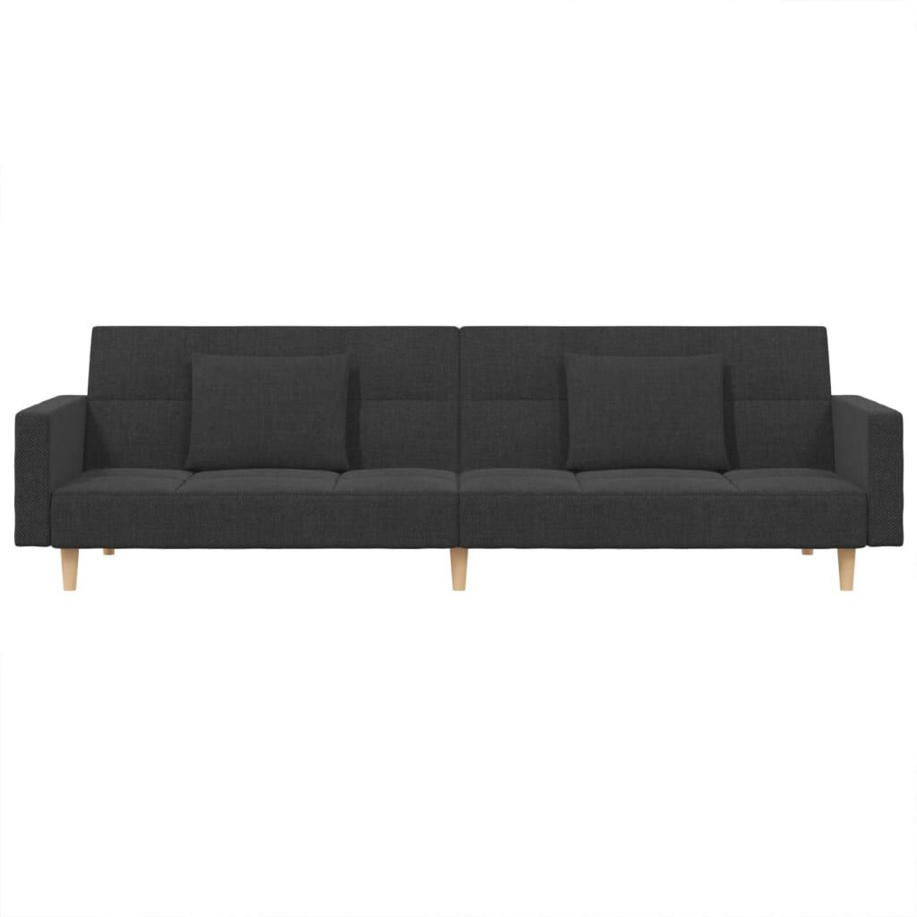 vidaXL 2-Seater Sofa Bed with Two Pillows Dark Grey Fabric