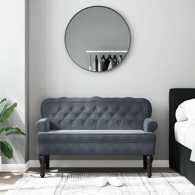 vidaXL Bench with Backrest Dark Grey 119.5x64.5x75 cm Velvet, dark grey vidaXL Bench with Backrest Dark Grey 119.5x64.5x75 cm Velvet