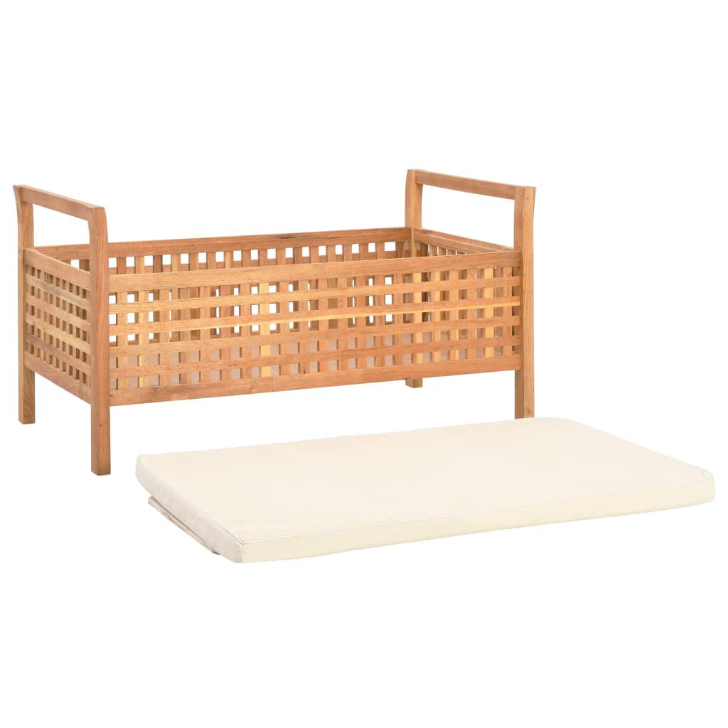 vidaXL Storage Bench 93x49x49 cm Solid Walnut Wood